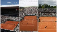 Les courts Philippe-Chatrier, Suzanne-Lenglen et Simonne-Mathieu de Roland-Garros.